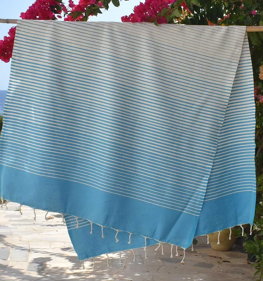 Toalla de Playa Portofino Azul Celeste Fouta Tunisia - 2