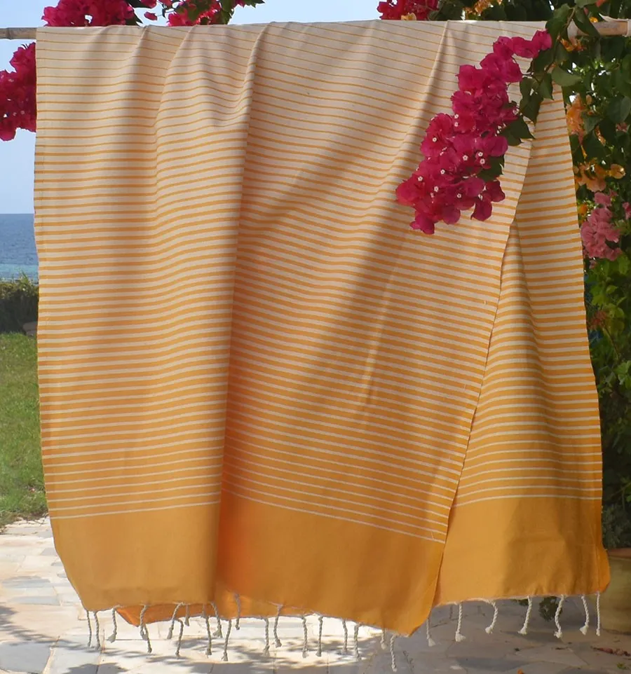 Toalla de Playa Portofino Amarillo Mostaza Fouta Tunisia - 3