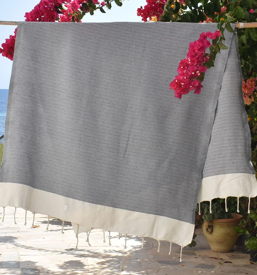 Toalla de playa PIQUE-PIQUE gris Fouta Tunisia - 2