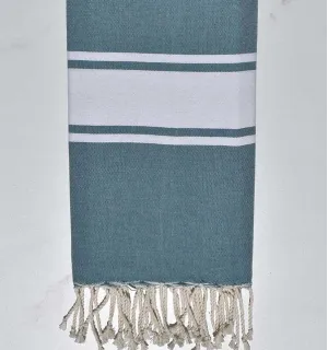 Fouta en Coton Recyclé bleu paon Fouta Tunisia - 1