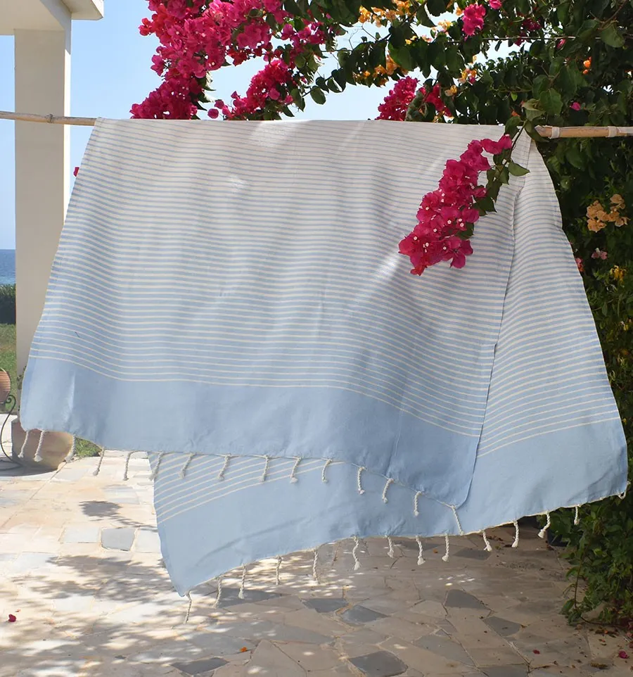 Toalla de Playa Portofino Azul cielo Fouta Tunisia - 2
