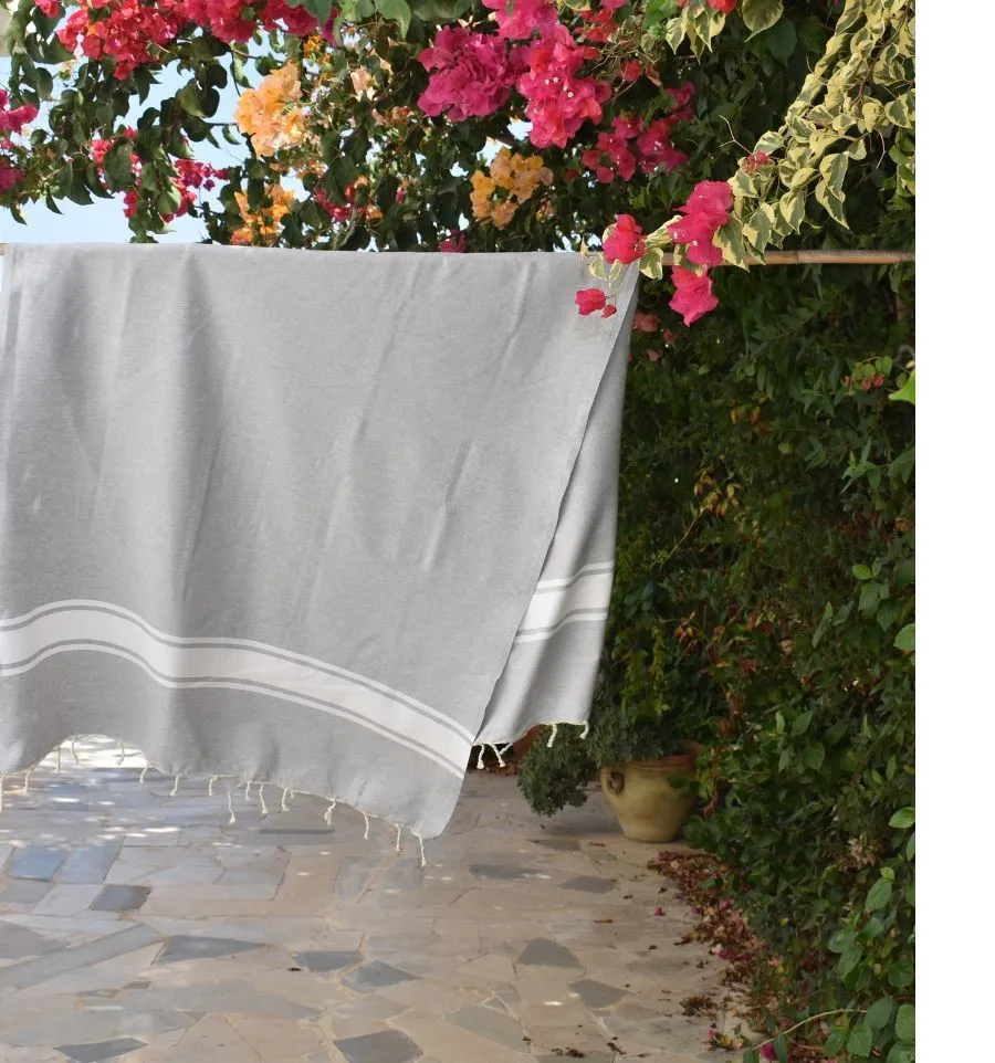 Toalla de playa gris claro - FOUTA TUNISIA