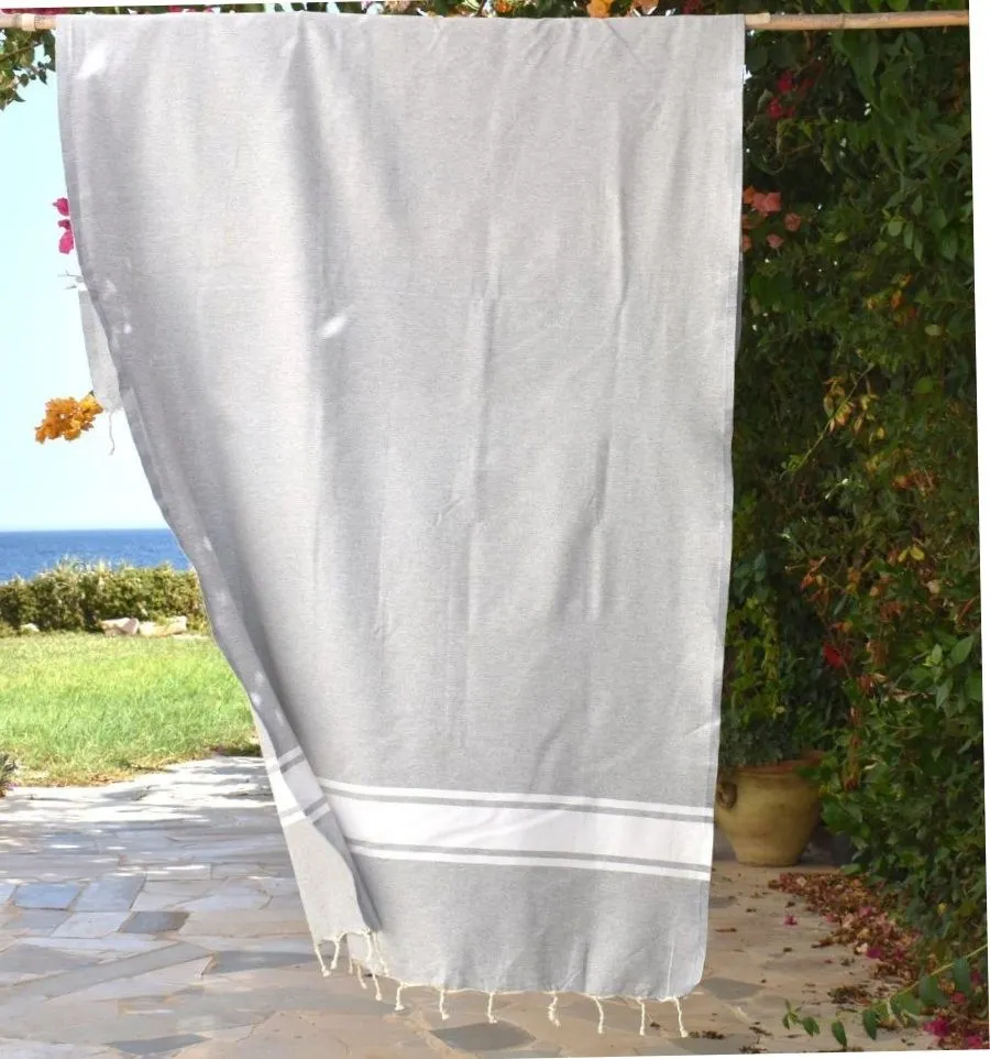 Toalla de playa gris claro - FOUTA TUNISIA