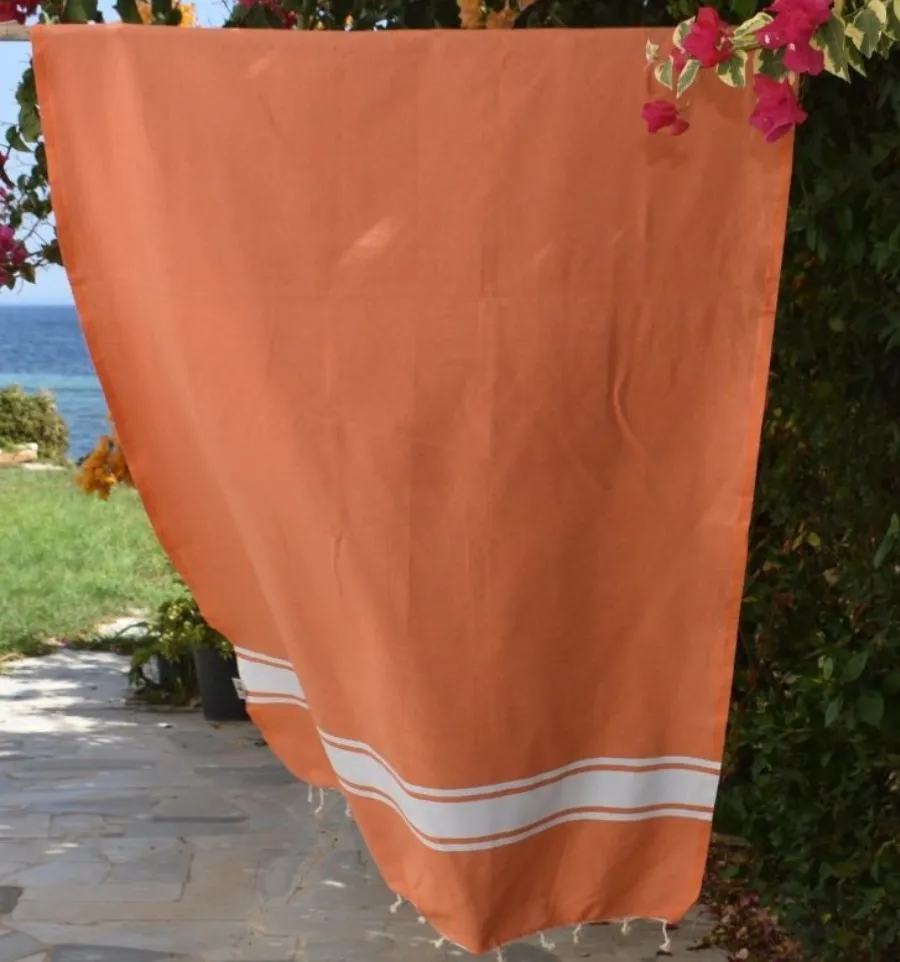 Toalla de playa de algodón reciclado naranja - Toalla de playa