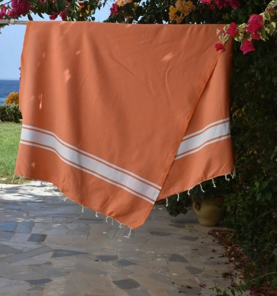 Toalla de playa de algodón reciclado naranja - Toalla de playa