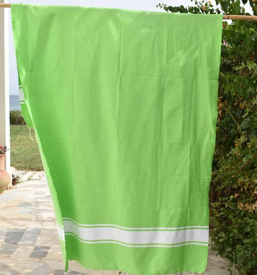 Toalla de playa verde lima tejido plato - FOUTA TUNISIA