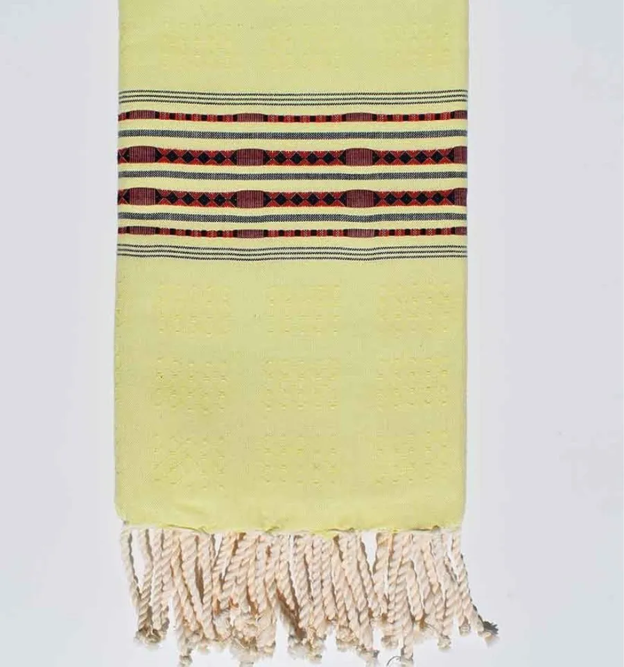 Toalla de spa verde pistacho con motivos - FOUTA TUNISIA