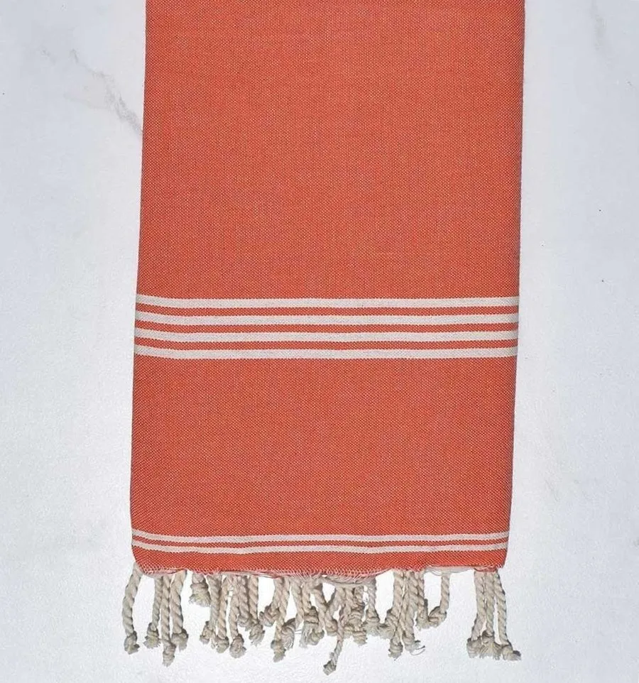 Toalla de playa Mykonos naranja - FOUTA TUNISIA
