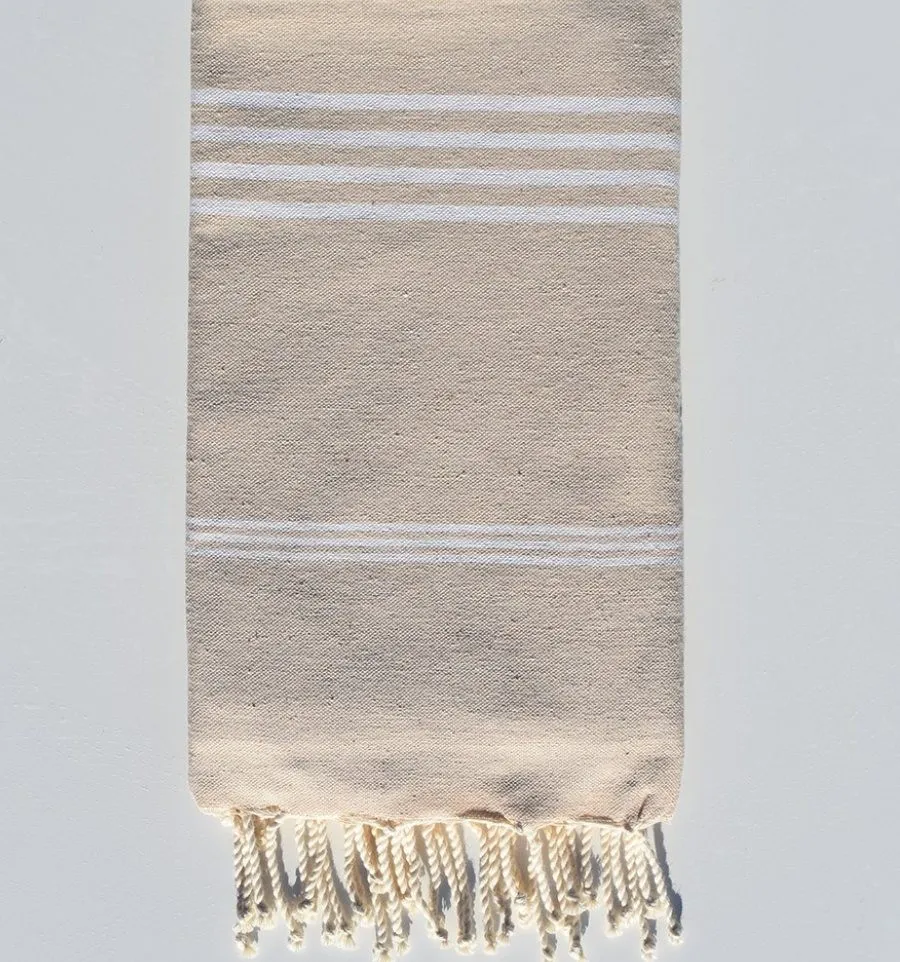 Toalla de playa Mykonos beige - FOUTA TUNISIA