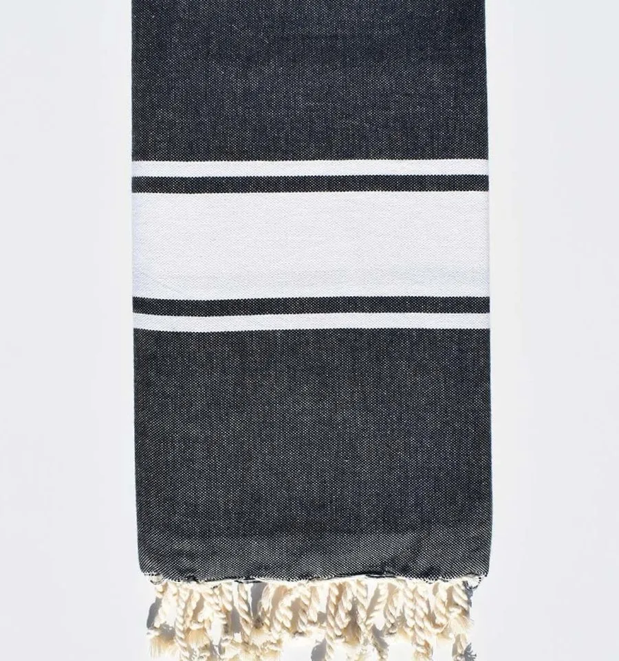 Toalla playa azul negro - FOUTA TUNISIA