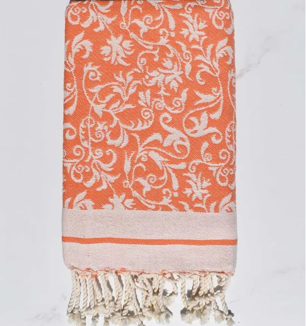 Toalla de playa jacquard naranja – Suave, absorbente y elegante, perfecta para playa y hammam