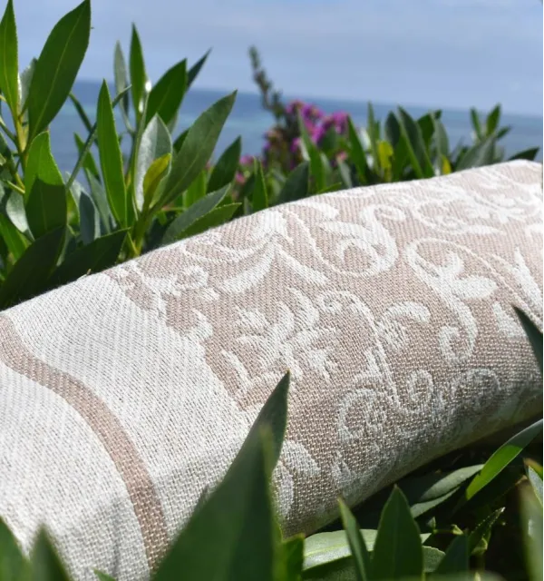 Toalla de playa jacquard beige – Fouta floral de algodón, suave y absorbente para playa o piscina