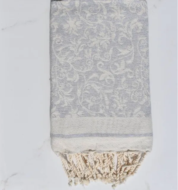 Toalla de playa Versailles gris claro – Fouta de algodón absorbente, toalla de playa, fouta decorativa