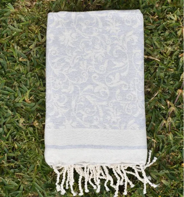 Toalla de playa Versailles gris claro – Fouta de algodón absorbente, toalla de playa, fouta decorativa