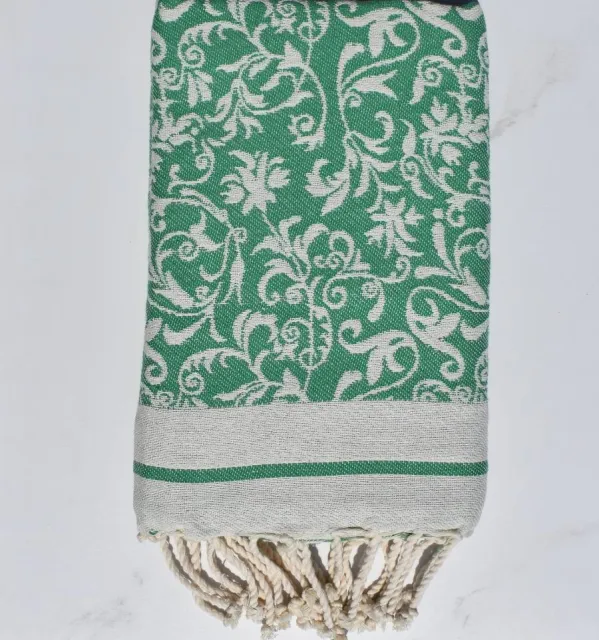 Toalla de playa Versailles verde – Toalla con diseño floral, toalla de playa, toalla jacquard absorbente