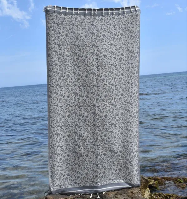 Toalla de playa Versailles gris – Fouta de playa con diseño floral, toalla de playa, fouta jacquard elegante