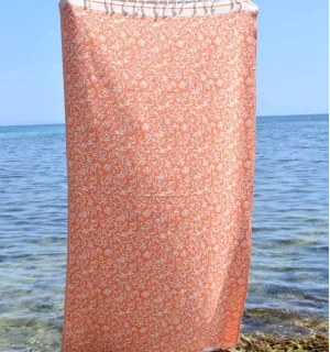 Toalla de playa jacquard naranja – Suave, absorbente y elegante, perfecta para playa y hammam