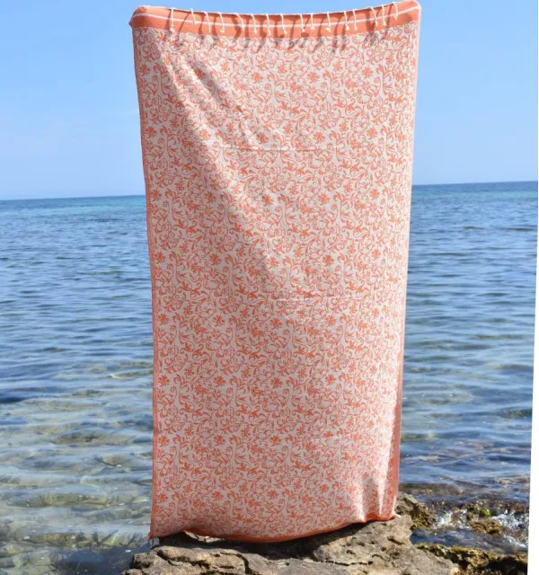 Toalla de playa jacquard naranja – Suave, absorbente y elegante, perfecta para playa y hammam