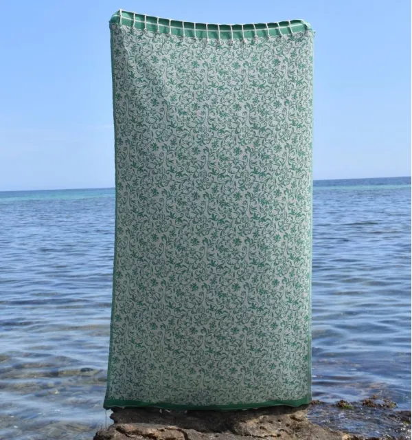Toalla de playa flor verde - FOUTA TUNISIA