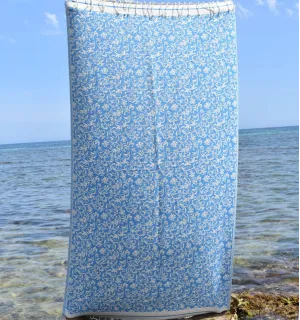 Toalla de playa Versailles azul azur – Toalla floral de algodón, toalla de playa, toalla absorbente