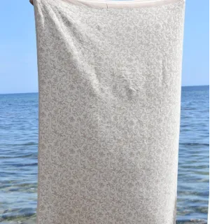 Toalla de playa jacquard beige – Fouta floral de algodón, suave y absorbente para playa o piscina 2