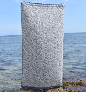 Toalla de playa Versailles azul aciano – toalla de algodón, fouta absorbente, fouta floral 2