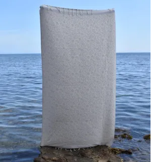 Toalla de playa Versailles gris claro – Fouta de algodón absorbente, toalla de playa, fouta decorativa 2