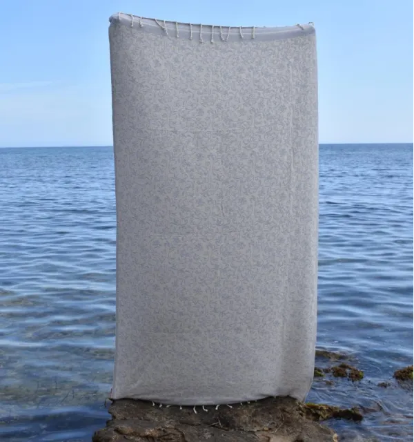 Toalla de playa Versailles gris claro – Fouta de algodón absorbente, toalla de playa, fouta decorativa