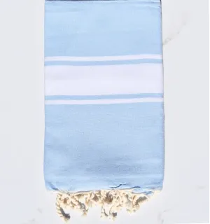 Toalla de playa azul celeste tejido liso - FOUTA TUNISIA