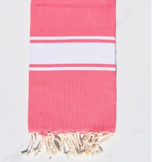 Toalla de playa rosa fresa tejido plato - FOUTA TUNISIA