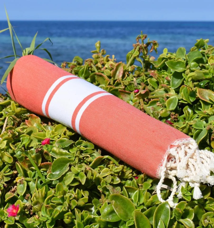 Fouta PlatO naranja coral - FOUTA TUNISIA