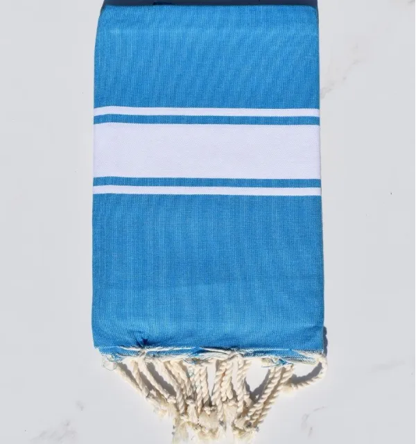 Toalla playa azul celeste medio - FOUTA TUNISIA