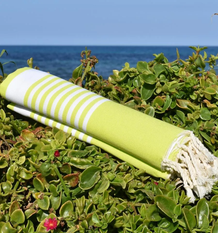 Toalla de playa Arturo verde chartreuse - Toalla de playa algodón - Toalla ligera y absorbente - Toalla de playa grande