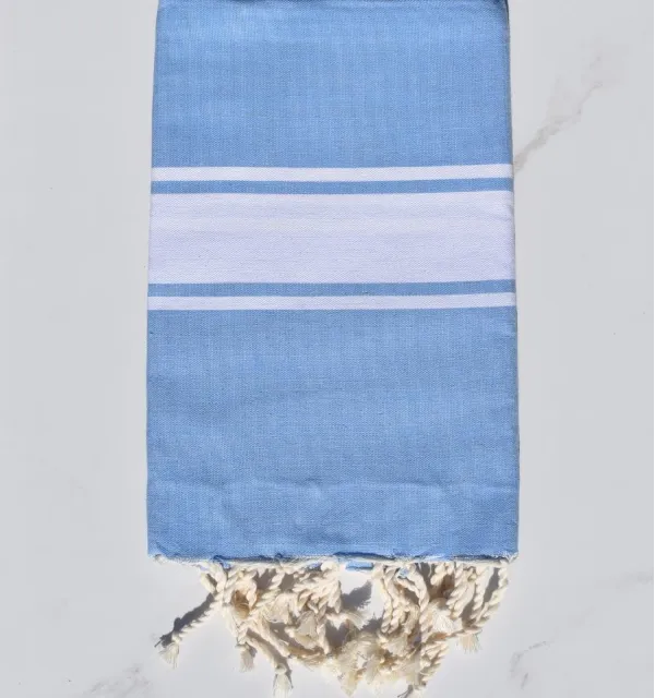 Toalla de playa azul real tejido plato - FOUTA TUNISIA