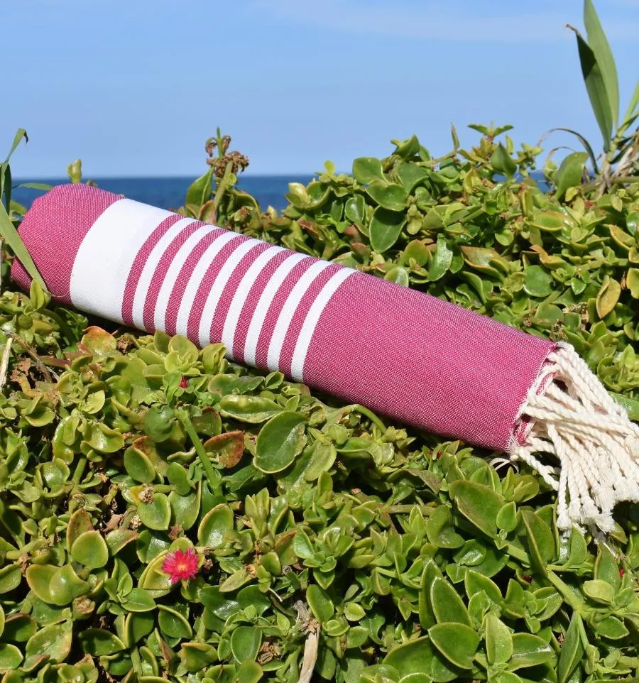 Toalla de playa Arturo rosa violáceo - Toalla de playa algodón - Toalla ligera y absorbente - Toalla de playa grande