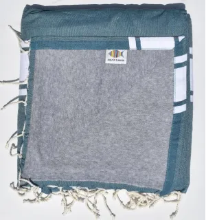Toalla de playa esponja teal azul - FOUTA TUNISIA