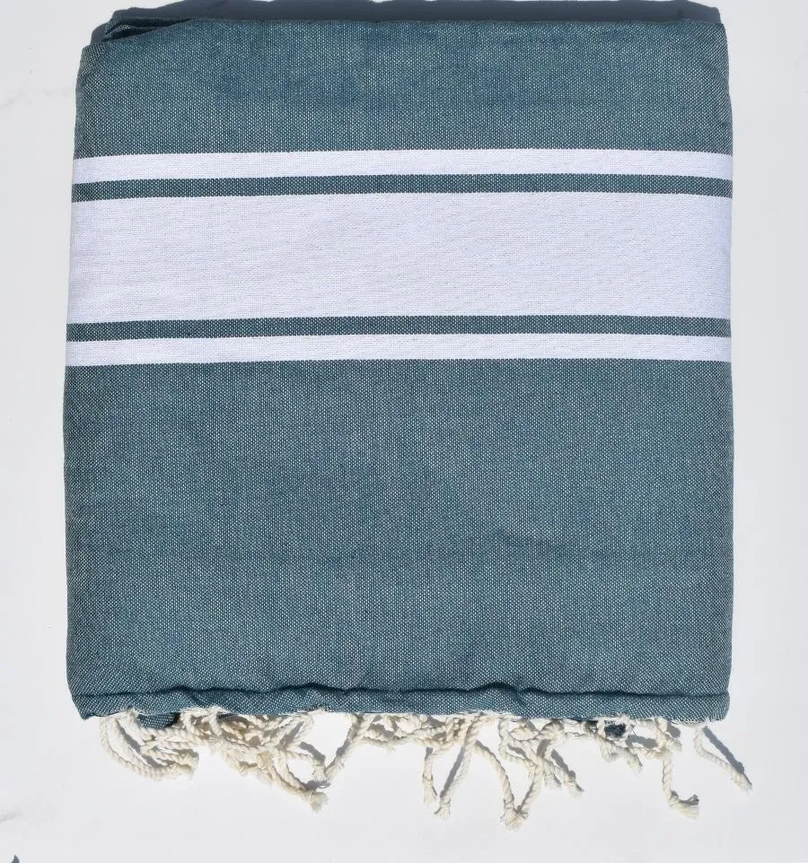 Toalla de playa esponja teal azul - FOUTA TUNISIA