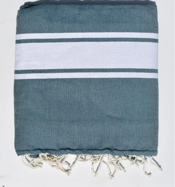 Toalla de playa esponja teal azul - FOUTA TUNISIA