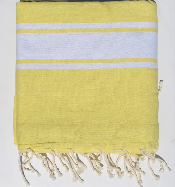 Toalla de playa esponja amarillo y gris - Fouta Tunisia