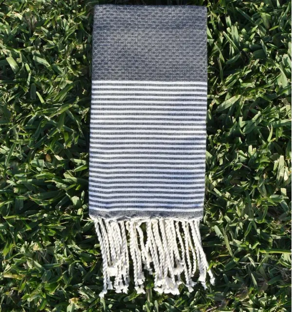 Toalla de playa nido de abeja gris antracita para niños -FOUTA TUNISIA