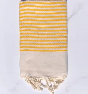Toalla de playa 1 cm rayas amarillas - FOUTA TUNISIA