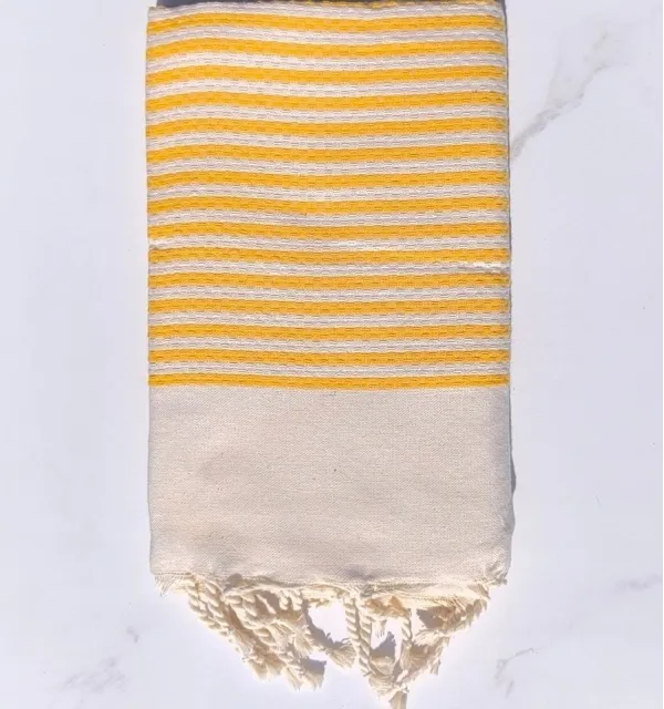 Toalla de playa 1 cm rayas amarillas - FOUTA TUNISIA