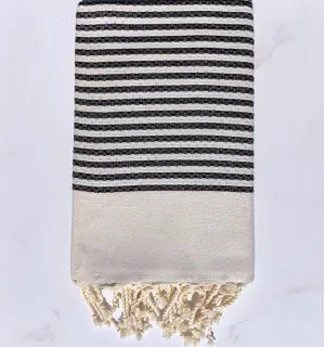 Toalla de playa nido de abeja  1 centímetros rayas negro - FOUTA TUNISIA