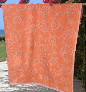Toalla de Playa Seychelles Naranja Flúor Fouta Tunisia - 2 2