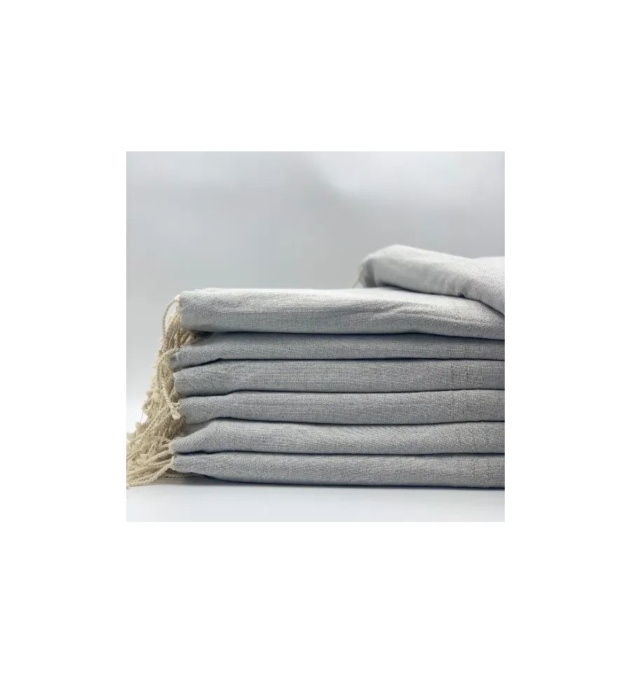 Toalla de playa gigante gris claro - FOUTA TUNISIA