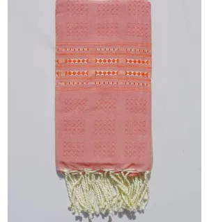 Fouta arabesque rayée rouge 