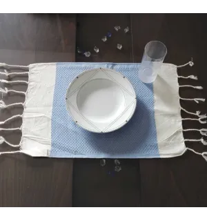 Mini servilleta azul y blanco crema 