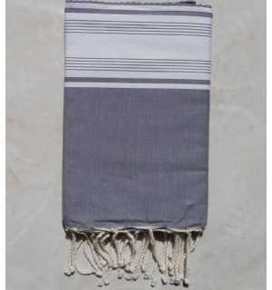 FOUTA NID D'ABEILLE rouge coraille rayée blanc 