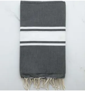 Fouta tejido liso verde y gris
