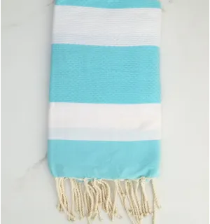 FOUTA NID D'ABEILLE rouge groseille rayée blanc
